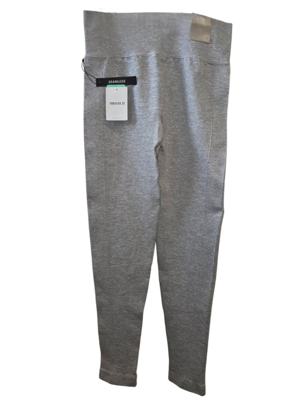Women's Forever 21 High Rise Leggings SEAMLESS Wicking Fabric Size Large Gray